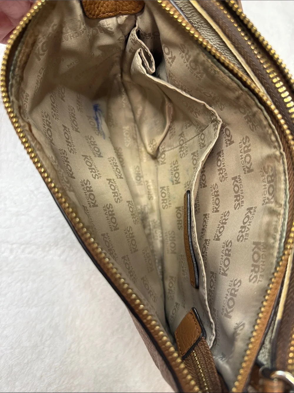 Michael Kors Tan Pebbled Leather Crossbody with Gold Hardware